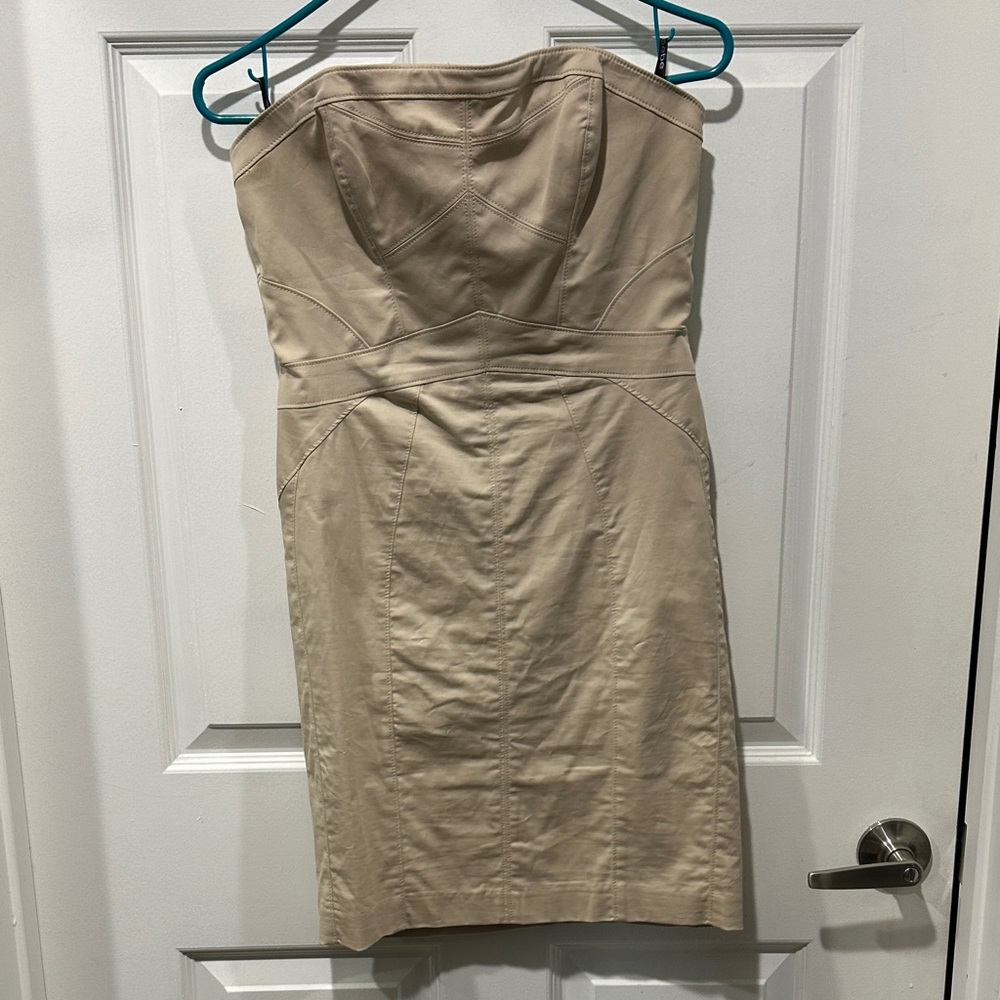 bebe Strapless Tan Dress